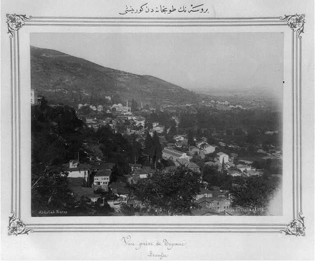 Panoramic view of Bursa from Tophane between 1880 and 1893